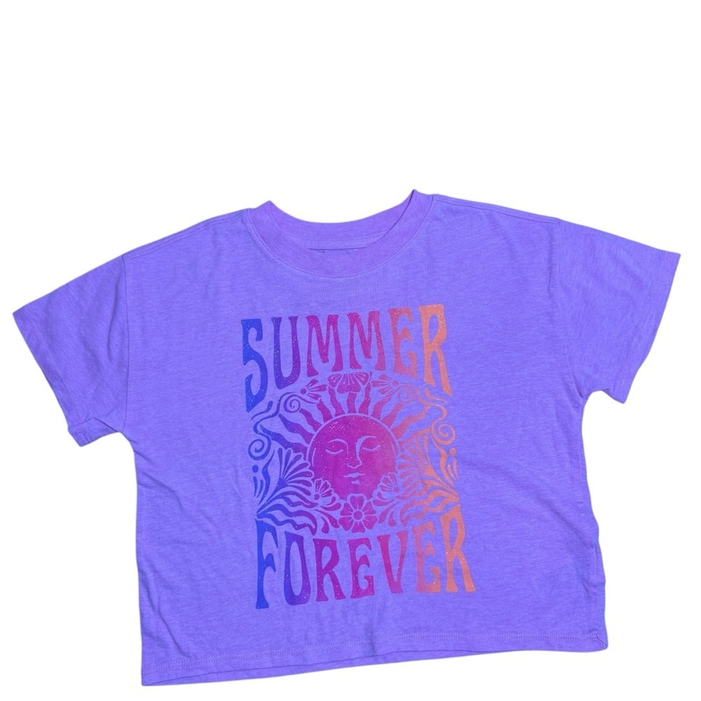 Gap Kids Girls “Summer Forever” Graphic Short Sleeve Tee Purple Size S